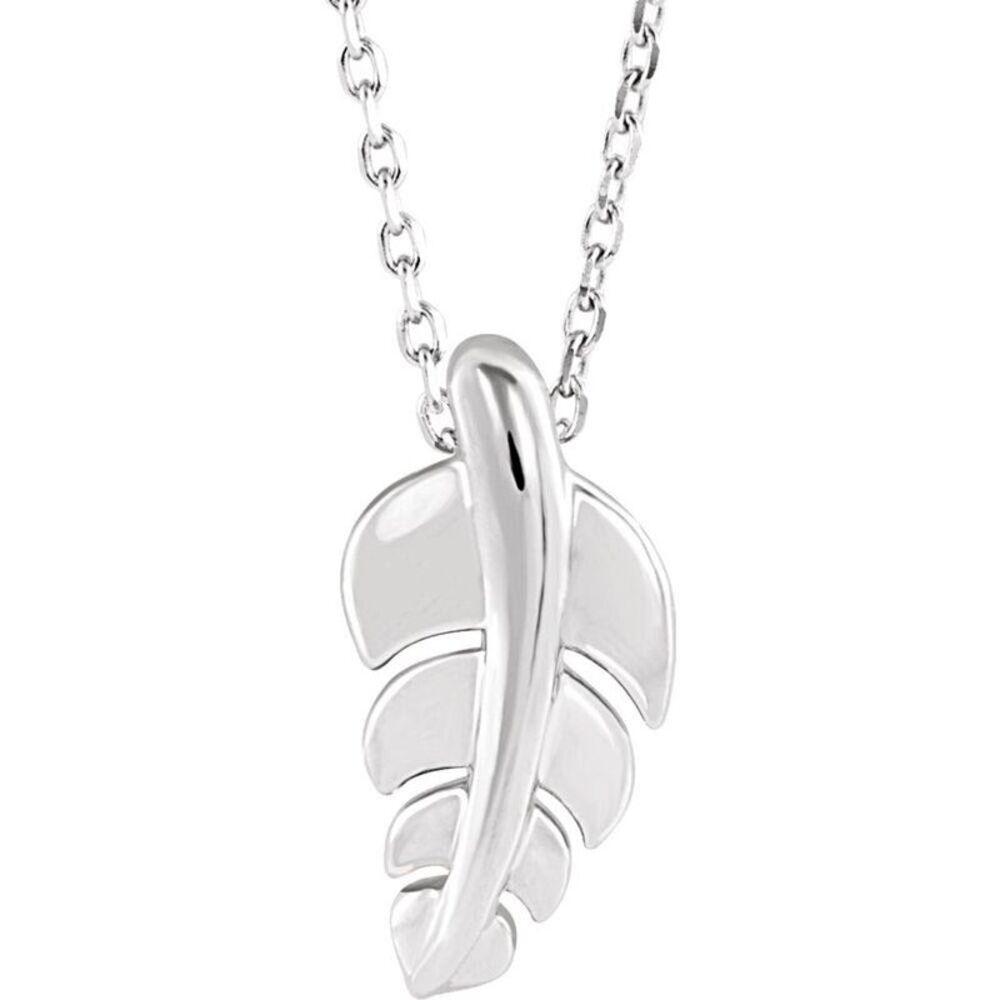 Sterling Silver Small Vertical Leaf Necklace, 16-18 Inch